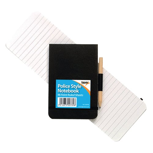 Tiger Police Style Notebook including Pencil (12 Pack) 300789 | Tiger Stationery Ltd