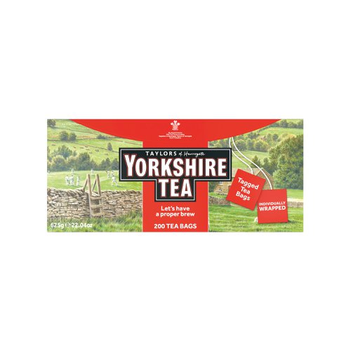 Yorkshire Tea Tagged and Enveloped Tea Bags (Pack of 200) 1341