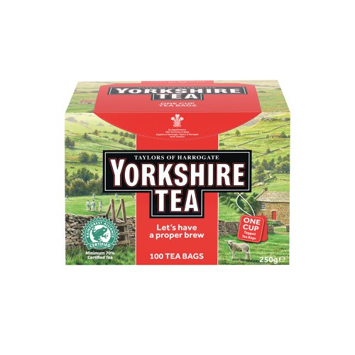 Creating the ideal cup of tea for those relaxing moments, Yorkshire Tea uses only the very best tea leaves from Africa, Assam and Sri-Lanka to create a perfectly balanced blend. Each bag provides a classic brew and great taste, every time. These Yorkshire Tea Tea Bags produce a reassuringly relaxing cup of tea that is ideal for any time of day and any occasion. This pack contains 100 string and tag tea bags.