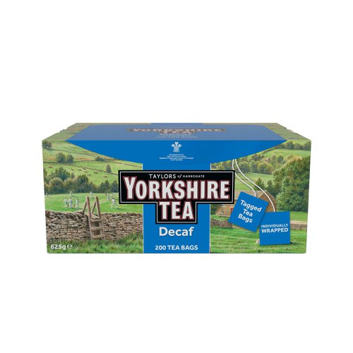 Yorkshire Tea Decaffeinated Tagged And Enveloped Bags (Pack of 200) 1343