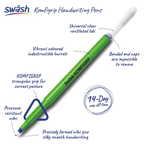 Swash Komfigrip Handwriting Blue Pen (Pack of 300) THW300BU | Eastpoint