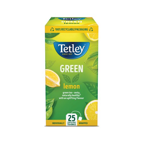 Including a selection of some of Tetley's favourite, premium-enveloped teas, this variety packs is ideal for caterers and casual tea drinkers alike. The Tetley Variety Box is bursting with natural and intense fruity flavours to satisfy any palate, including the below flavours: Raspberry & Pomegranate; Decaf; Zingy Lemon & Ginger; Fresh Mint; Camomile; and Green Lemon. Each flavour contains 25 tea bags. This pack contains 150 tea bags in total (6 x 25).