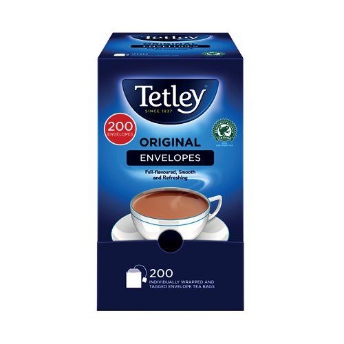 Individually Wrapped Tea Bags by Tetley Box of 200 Ref 08097