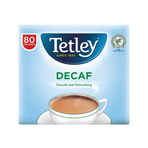 For all the taste of a great cup of tea without the caffeine, try Tetley decaffeinated tea bags. Full of antioxidants, this tea is the ideal choice for a refreshing afternoon or evening brew. Ideal for anyone with a caffeine sensitivity or just worth a try if you're worried about your intake. Give Tetley decaffeinated tea bags a go and get the comforting warmth of a perfectly brewed cuppa without the caffeine. This pack contains 80 tea bags.