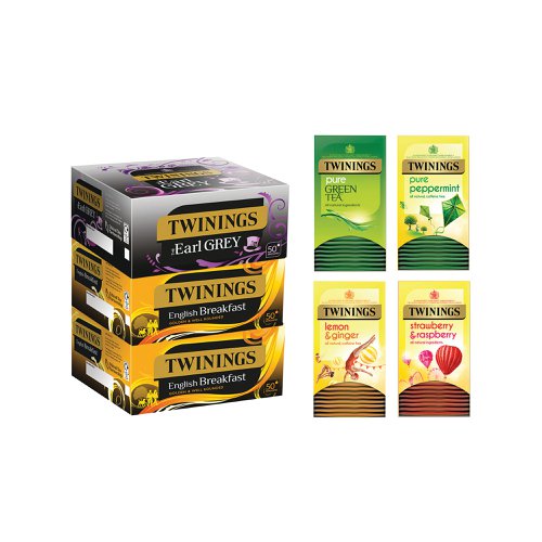 Enjoy a cup of tea from this favourite selection pack from Twinings choosing from the both traditional and fruity flavours including Pure Peppermint, Lemon and Ginger, Pure Green Tea, Strawberry and Raspberry, English Breakfast and Earl Grey. Each tea bag is packed full of loose tea leaves for a more convenient hot drink. Pack contains 230 string and tag tea bags in total.