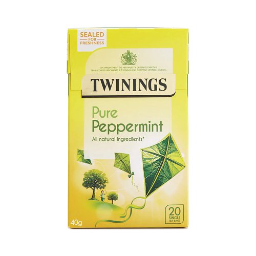 Twinings Pure Peppermint Tea is the perfect drink to aid digestion after eating a meal or at any time of the day. Each year, the leaves are harvested during the warmest months when they are rich in essential oils which makes this infusion taste so minty and invigorating. For centuries peppermint has been used to aid digestion, making it perfect just after a meal. Like all Twinings products, these tea bags are made with ethically sourced ingredients. Twinings help to provide access to clean water for villages across Darjeeling; help improve mother and baby health in regions of Yunnan; and support health and nutrition in tea communities in Assam. This pack contains 20 individually wrapped tea bags.