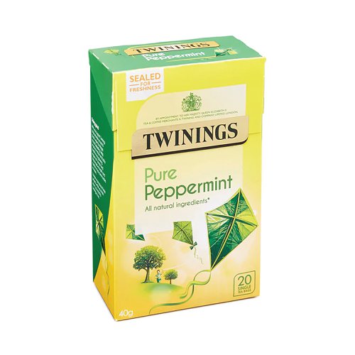 Twinings Pure Peppermint Tea is the perfect drink to aid digestion after eating a meal or at any time of the day. Each year, the leaves are harvested during the warmest months when they are rich in essential oils which makes this infusion taste so minty and invigorating. For centuries peppermint has been used to aid digestion, making it perfect just after a meal. Like all Twinings products, these tea bags are made with ethically sourced ingredients. Twinings help to provide access to clean water for villages across Darjeeling; help improve mother and baby health in regions of Yunnan; and support health and nutrition in tea communities in Assam. This pack contains 20 individually wrapped tea bags.