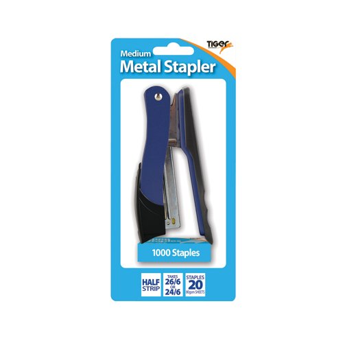 Tiger Half Strip Metal Stapler + Staples Ast Pack of 6 15016873015103