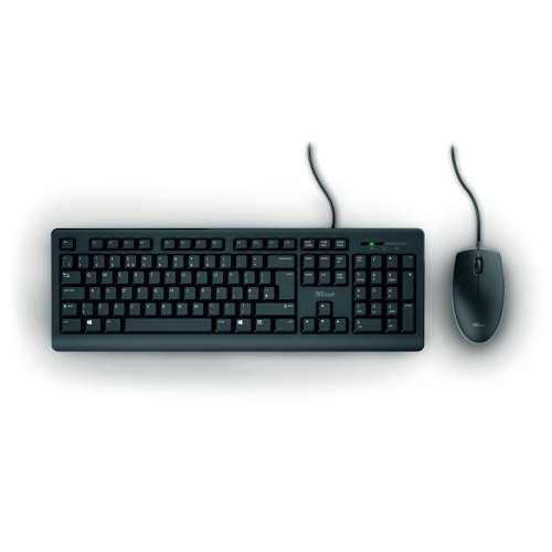 Trust TKM-250 Wired Keyboard And Mouse Set Black UK 23979