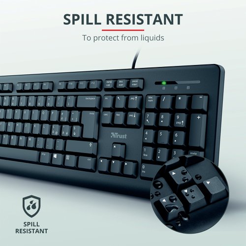 Trust TKM-250 Wired Keyboard And Mouse Set Black UK 23979