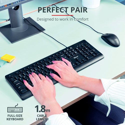 Trust TKM-250 Wired Keyboard And Mouse Set Black UK 23979