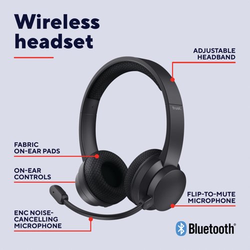 Trust Ayda Wireless ENC Stereo Headset 25463 Headsets & Microphones TRS25463