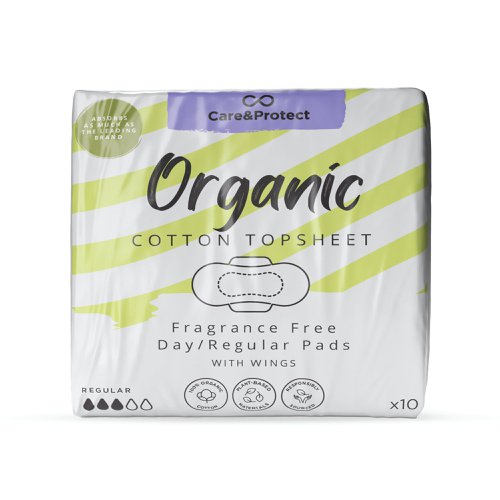 Care and Protect 100% Organic Cotton Day Pads x10 (Pack of 8) 6490