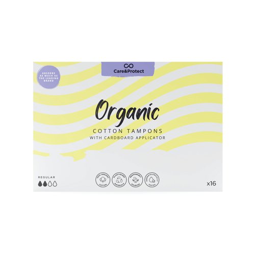 Care and Protect Organic Cotton Applicator Tampon Regular 6-9g x16 (Pack of 12) 6492