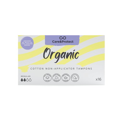 Care & Protect Organic Non Applicator Tampons Regular (Pack of 192) 6449