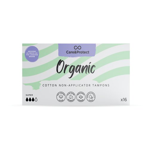 Care & Protect Organic Non Applicator Tampons Super (Pack of 192) 6450