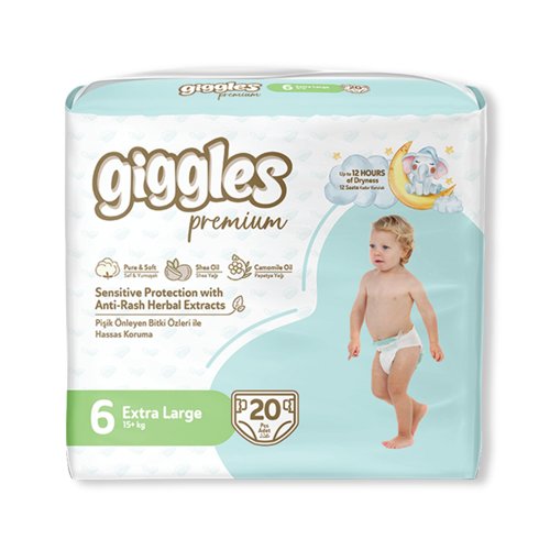 Giggles XL Nappies 15+kg Twinpack (Pack of 20) 2121