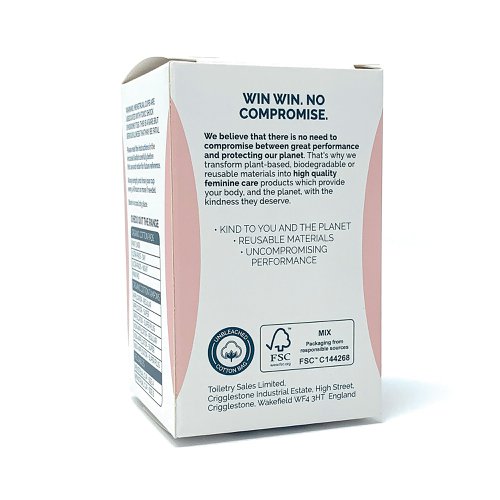 There is no need to compromise between great performance and protecting our planet. That's why plant-based and biodegradable materials are transformed into high quality period care products which provide your body, and the planet, with the kindness they deserve. Disposable period care products often contain chemical absorbents and non-renewable plastics. The benefit of using a menstrual cup is it reduces waste and Co2 emissions, an eco-friendly alternative to tampons. Can be worn for up to 8 hours and holds as much as 3 tampons, making them cost effective. Made with 100% medical-grade silicone. Dermatologically tested with no latex, dyes, bleach, BPA or phthalates. Non-hazardous waste material, so can be recycled. Supplied with a cotton carry bag.