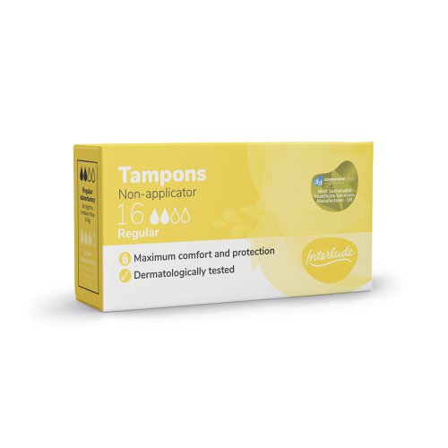 Interlude period care provides high performance, effective protection at exceptional value. In line with the leading brands, we have developed Interlude with an uncompromising commitment to ultimate protection, security and comfort. Developed to provide all round comfort and protections for up to 8 hours. Dermatologically tested. This pack contains 16 digital tampons regular per box. 12 packs supplied.