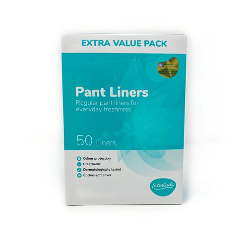 Interlude period care provides high performance, effective protection at exceptional value. In line with the leading brands, we have developed Interlude with an uncompromising commitment to ultimate protection, security and comfort. With a cotton-soft cover for maximum comfort. These pant liners are breathable and with odour protection ideal for use anytime. Dermatologically tested. These extra value packs are boxed in 50's. 12 packs supplied.