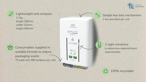 Period Product Dispenser 2 Dispensing Slots 288 Tampons/70 Pads 2061 | TSL