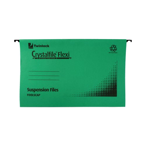 Rexel Crystalfile Flexi Standard Suspension Files Foolscap Green (Pack of 50) 3000040