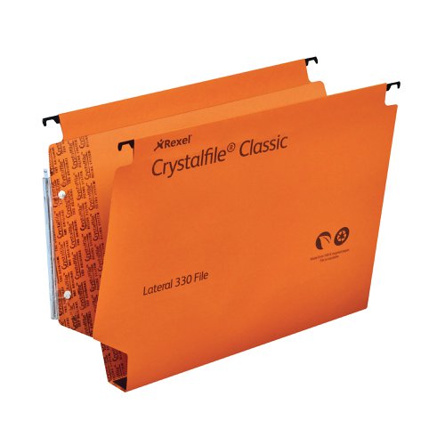 Rexel Crystalfile Classic 30mm Lateral File Orange(Pack of 25) 3000110 | ACCO Brands