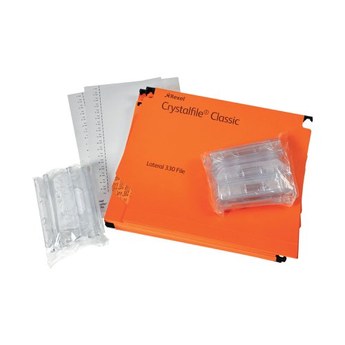 Rexel Crystalfile Classic 30mm Lateral File Orange(Pack of 25) 3000110 | ACCO Brands