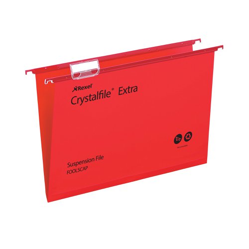 Rexel Crystalfile Extra 15mm Suspension File Red (Pack of 25) 70629 | ACCO Brands