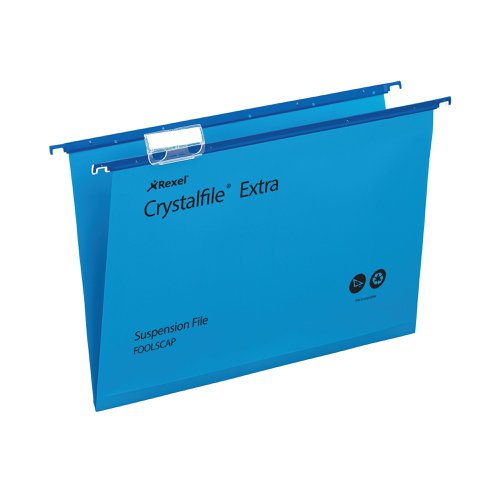 Rexel Crystalfile Extra 15mm Suspension File Blue (Pack of 25) 70630 | ACCO Brands