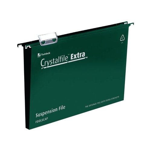 Rexel Crystalfile Extra 30mm Suspension File Green (Pack of 25) 70631 | ACCO Brands