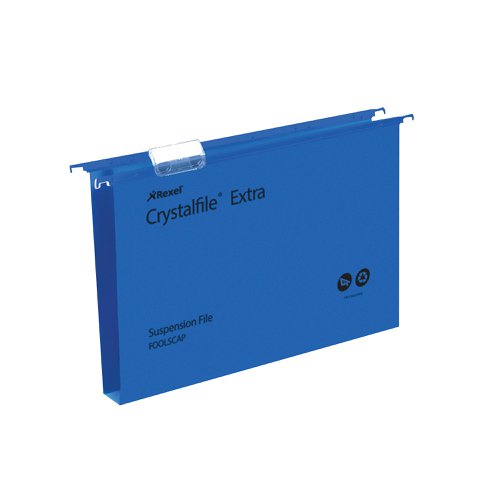 Rexel Crystalfile Extra 30mm Suspension File Blue (Pack of 25) 70633 | ACCO Brands