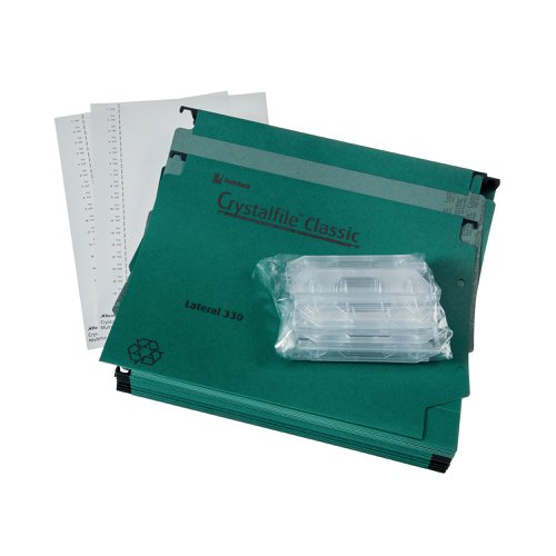 Rexel Crystalfile Classic 50mm Lateral File Green (Pack of 25) 70672 | ACCO Brands