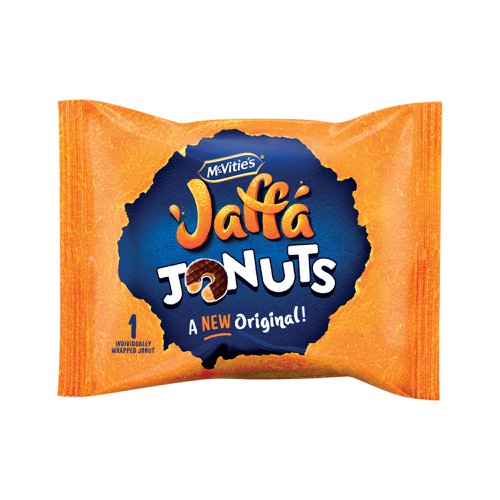 The Jaffa Jonuts are soft donutty shaped sponge with tangy orangey filling, topped with a layer of crackly dark chocolate. Each Jonut is individually wrapped. Perfectly suited to a lunchtime or break out area snack. Suitable for vegetarians.