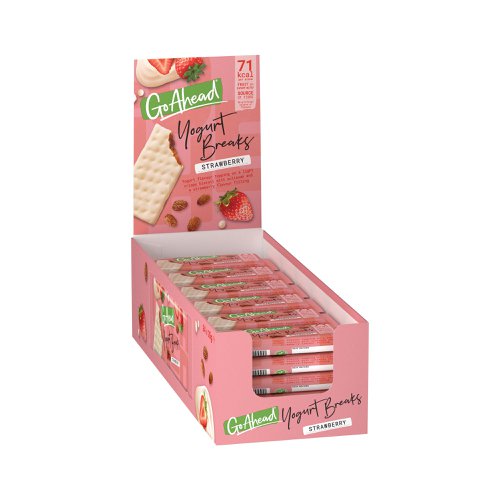 For a delicious mid-afternoon snack choose this light, crispy biscuit with a strawberry yoghurt fruit filling. The Go Ahead Strawberry Yoghurt Slices are individually wrapped to retain their freshness, these bars are ideal for meetings, conferences or just for leaving in the kitchen for people to grab a snack.