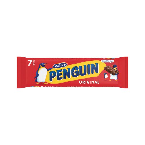 Exceptionally moreish milk chocolate biscuit bars with a deliciously creamy chocolate centre. Individually wrapped to make them the perfect snack on the go, these delicious treats contain no artificial colours or flavours and are suitable for vegetarians. This pack of Penguin biscuits contains 7 bars.