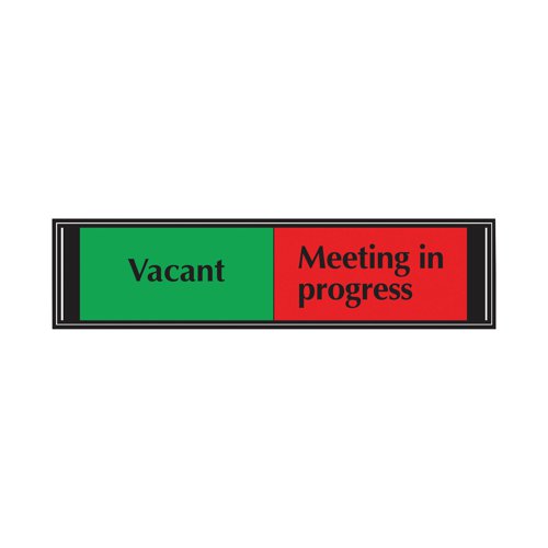 Sliding Sign Vacant/Meeting In Progress Self Adhesive 225x52mm | Stewart Superior Europe Ltd