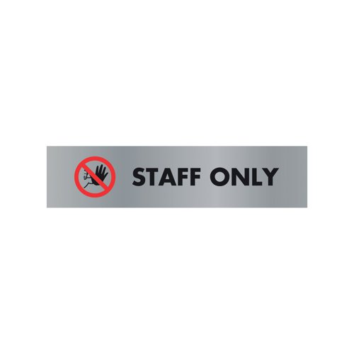 Acrylic Sign Staff Only Aluminium 190x45mm SR22365 | Stewart Superior Europe Ltd