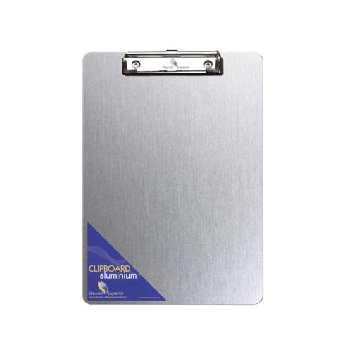 Aluminium clipboard with a strong flat aluminium clip to securely hold up to 100 sheets of 80gsm A4 + papers in place. Provides a smooth writing surface and is more robust than a standard PVC clipboard. Will not chip or rust. Easy to wipe clean. Ideal for hospitals, warehousing and offices. Made from recycled aluminium and is fully recyclable.