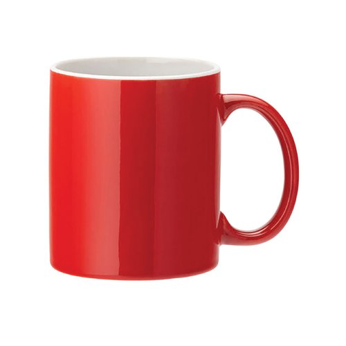 Utopia Pure White Straight Sided Mug 12oz Red (Pack of 12) E90039-00-B01012