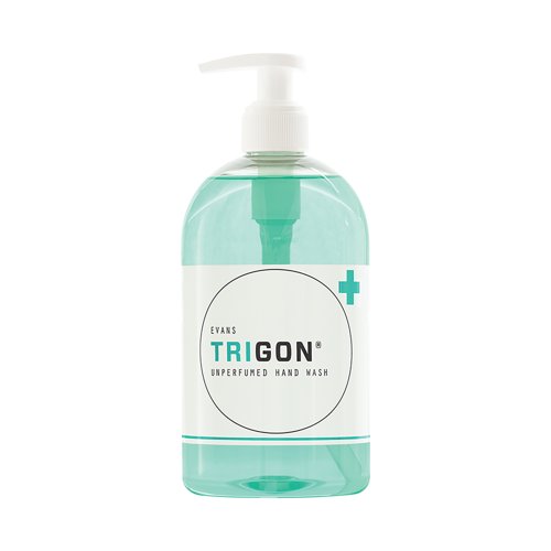 Evans Trigon Unperfumed Handwash + Dispenser 500ml Pack of 6 A050FEV