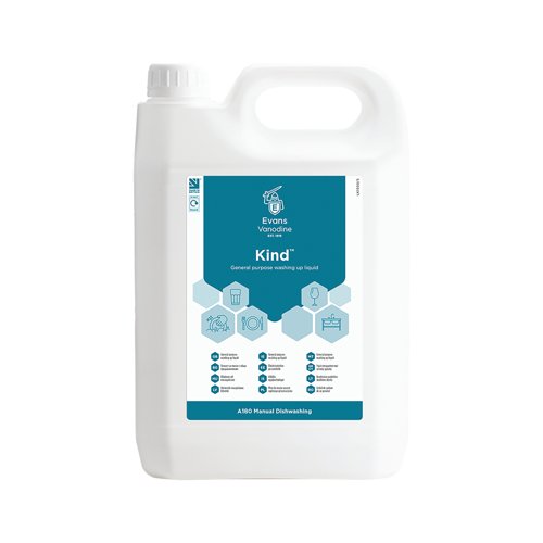 Evans Kind Washing Up Liquid + Detergent 5L Pack of 2 A180EEV2