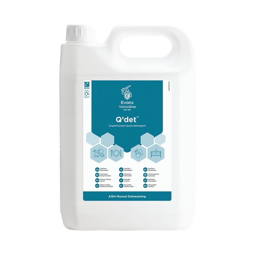 Evans QDET Unperfumed Detergent Glassware/Optics 5L Pack of 2 A164EEV2
