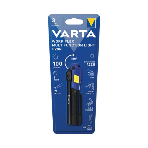 Varta Work Flex Multifunction Light F20R Rechargeable 100 Lumens 18649101401