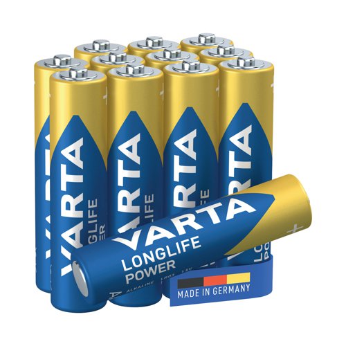 Varta Longlife Power is the most powerful of the Varta alkaline batteries. Developed especially for devices with high energy consumption. Stay independent with high performance battery power when using power hungry devices, such as remote controlled toys, computer equipment or LED flashlights.