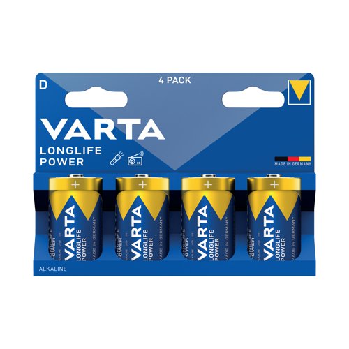 Varta Longlife Power D Alkaline Battery 1.5V (Pack of 4) 4920121424