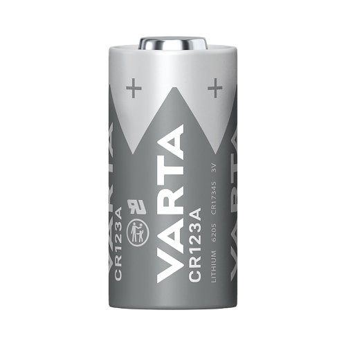 Varta lithium cylindrical CR123A 3V batteries. High quality branded batteries for maximum safety, reliability and the most modern energy needs. Pack of 10.