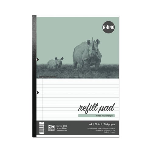 Rhino Refill Pad 160 Pgs Ruled/Margin A4 Pack of of 10 5010642414108