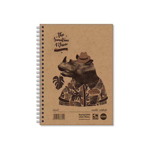 Rhino Recycled Wirebound Notebook 160 Pages 8mm Ruled A5 (Pack of 5) SRTWA5 | Victor Stationery