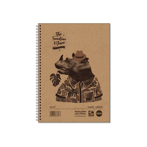 Rhino Recycled Wirebound Notebook 160 Pages 8mm Ruled A4 (Pack of 5) SRTWA4 | Victor Stationery